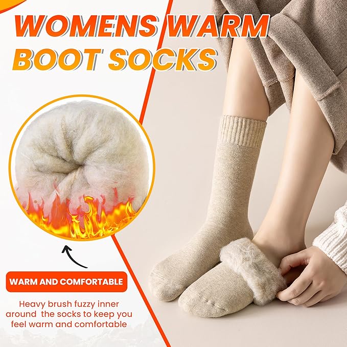 Velice Winter Warm Thermal Socks for Women Extra Thick Insulated Heated Crew Boot Socks for Cold Weather 5 Pairs