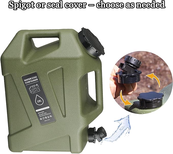 3.2 gallon Camping Water Container with Spigot, Portable BPA-Free Water Jug for Camping Hiking Emergency Stroage (Army Green, 3.2, Gallons)