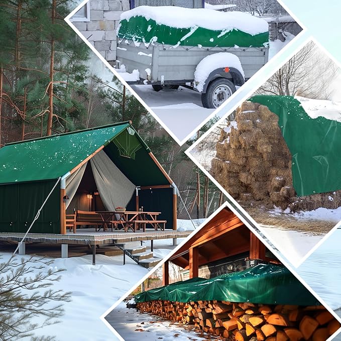 HIRALIY 14 Mil Tarp Waterproof 8x10 Feet, Thick Heavy Duty Tarp with Reinforced Grommets for Firewood, Roof, Camping, Patio, Pool, Boat, Dump Trailer