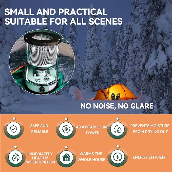 Kerosene Heater,Kerosene Heaters for Indoor Use,2600W Heating power,15㎡ Heating range,Portable Heater for Indoor and Outdoor, Camping and Fishing(Black,4.5l)