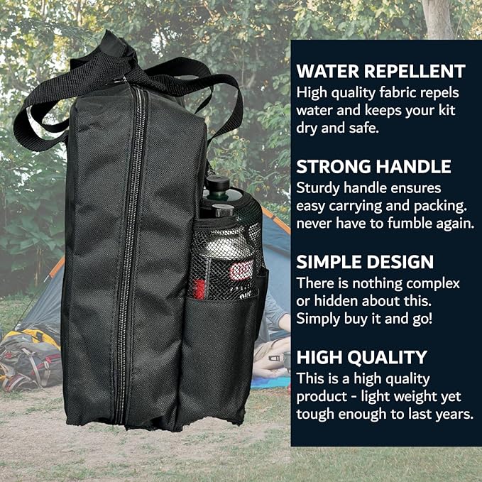 Chef Master Carrying Bag for Camp Stove & Butane Fuel Canister, Travel Camping Bag for Tin Cans, Compatible for Most Portable Camp Stoves & Dual Fuel Stove for Outdoor Trip, Camping Essential 90080