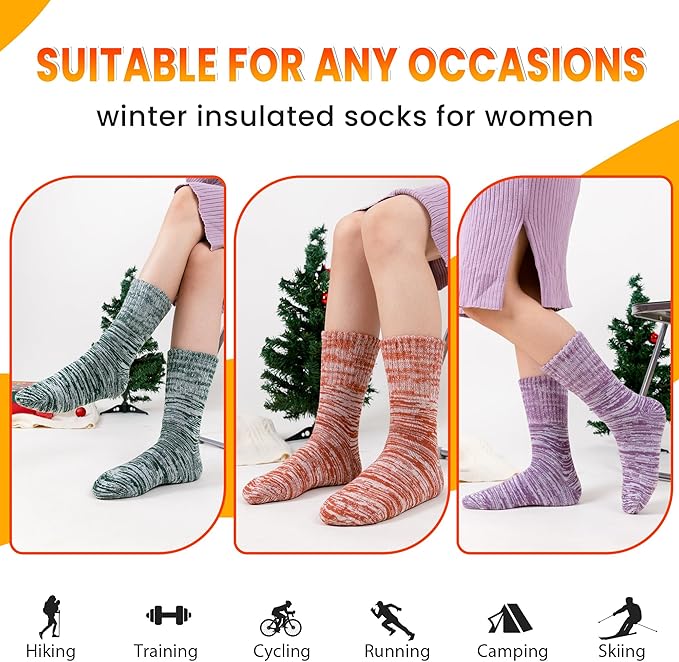 Velice Winter Warm Thermal Socks for Women Extra Thick Insulated Heated Crew Boot Socks for Cold Weather 5 Pairs