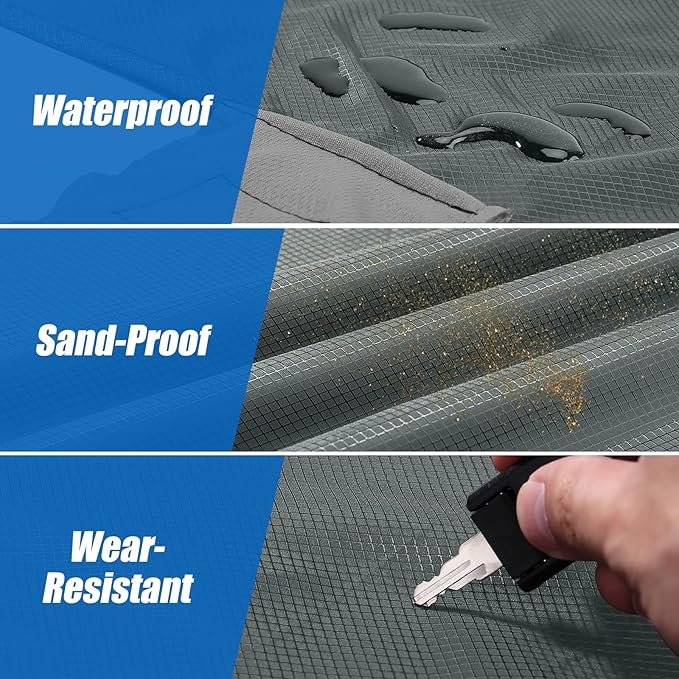 Odoland Beach Picnic Blanket, 43.3" x 27.5" SandProof Waterproof Outdoor Pocket Blanket with Portable Bag, Foldable Lightweight Sand Free Beach Mat for 1 People Hiking, Camping, Travel, Grey