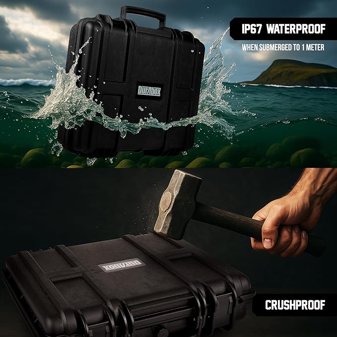 All Weather Hard Case 16 x 14 x 4” - TSA Approved Hard Shell Travel Case with Customizable Foam for Laptops, Electronics, Guns, Pistols and Other Gear