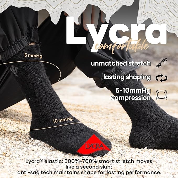 Alpaca Socks for Men and Women, Heavyweight Thermal Thick Warm Alpaca Wool Boot Sock for Hunting, Hiking, Moisture Wicking