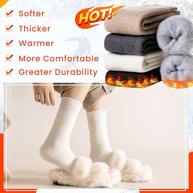 Velice Winter Warm Thermal Socks for Women Extra Thick Insulated Heated Crew Boot Socks for Cold Weather 5 Pairs