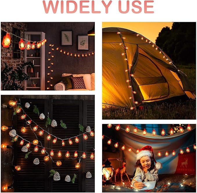 AceList 30 LED Red Lantern String Lights for Bedroom Patio Garden Holiday Home Indoor Decorations, Mini Kerosene Lights String (Warm White Light)