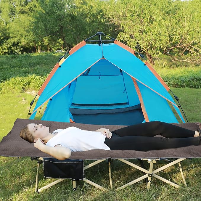 REDCAMP Folding Cot Pads for Sleeping Extra Thick, Soft Comfortable Velvet & Corduroy Cotton Camping Cot Mattress Pad for Backpacking Hiking, Black Blue Brown Grey 75x30 inches
