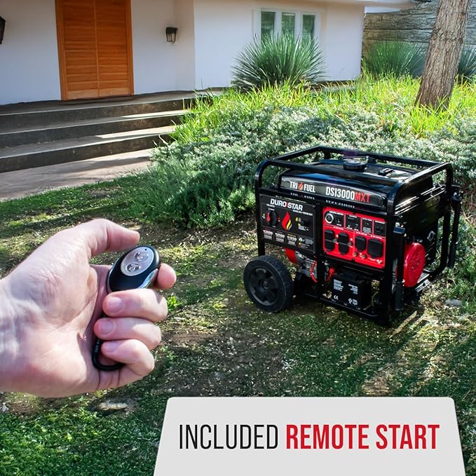 DS13000MXT 13,000-Watt 500cc Tri Fuel Portable Generator - Gas, Propane & Natural Gas, Remote Electric Start, Whole Home Power Backup, Transfer Switch Ready, RV & Emergency Ready