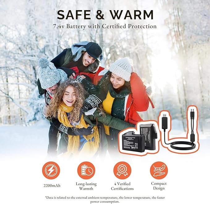SAVIOR HEAT Heated Gloves for Men Women, 7.4v 2200mah Electric Rechargeable Battery Thick Warming Thermal Glove for Outdoor Skiing Motorcycle Hunting Hiking Camping Walking Dogs