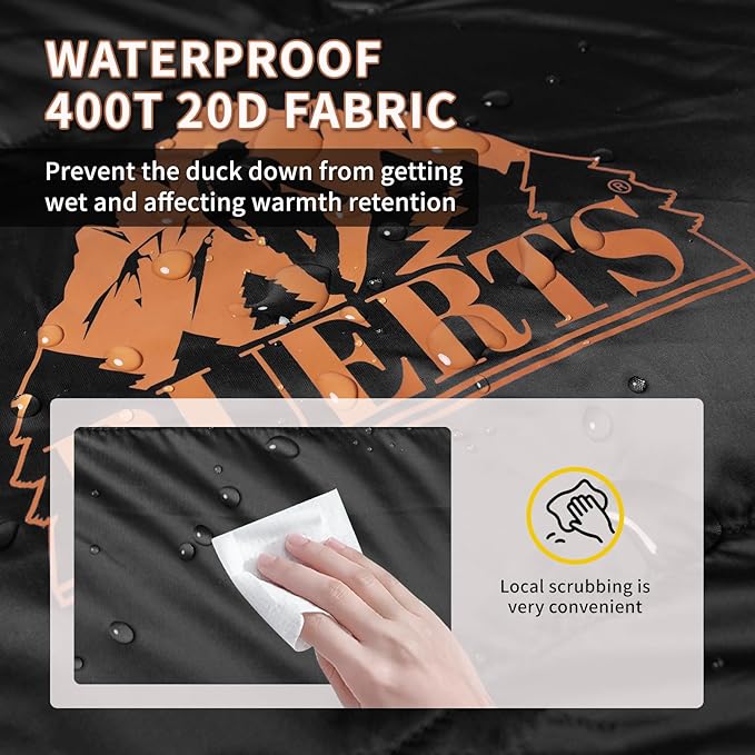 Down Backpacking Sleeping Bag for Cold Weather 45°F to -11°F, XXL Large Ultralight Sleeping Bag Ideal for Adults Camping, Hiking and Backpacking.