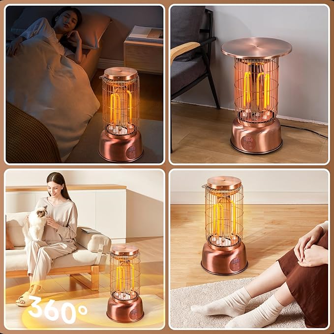 Space Heater, 2000W Electric Heaters Indoor Portable with Thermostat, High Efficiency Heating of Carbon Brazed Tubes Heater for Bedroom, Office and Indoor Use