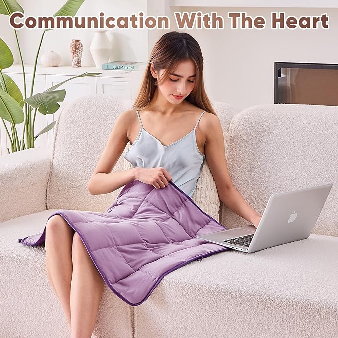 Purple Weighted Lap Blanket for Adults 5lbs, 24"x29" Cooling Heavy Blanket, Portable Travel Weighted Blankets, Soft Small Blankets for Sleeping
