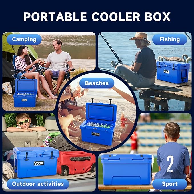 48 Quart Cooler with 72 Hours Ice Retention, Large Insulated Cooler with Built-in Bottle Opener & Drain Plug, Duty Outdoor Cooler for Camping, Beach, Picnic, Fishing, Barbecue