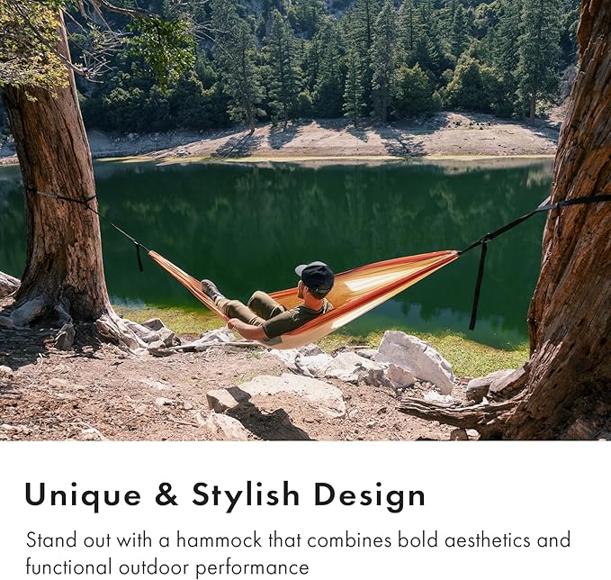 Suparpine II Hammock for Camping with Straps Included (Light Orange, Double)
