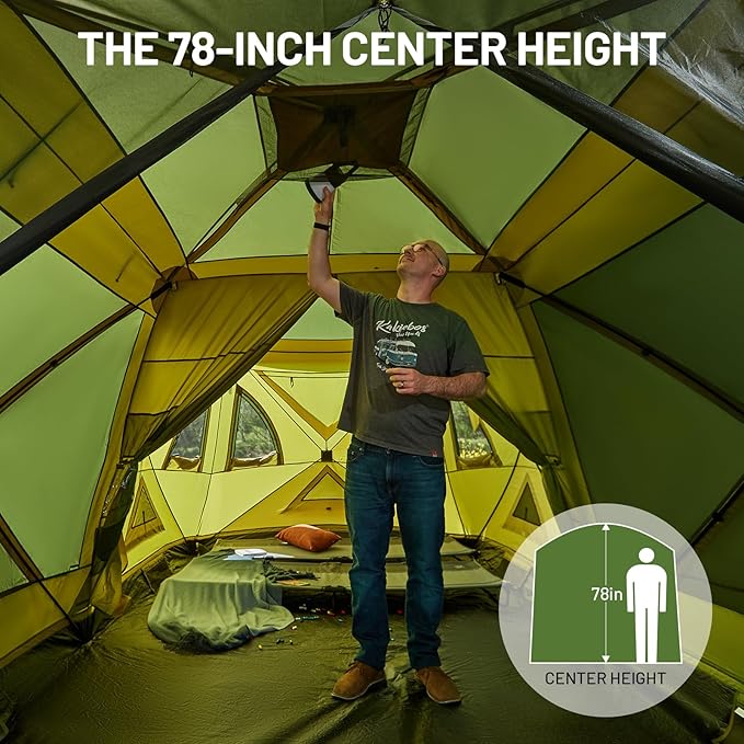 TIMBER RIDGE 4/6/8 Person Instant Pop Up Cabin Tent, Easy 60 Second Setup, Weather Resistant Camping Family Hub Tent with Rain Fly and Carry Bag for Outdoor Camping