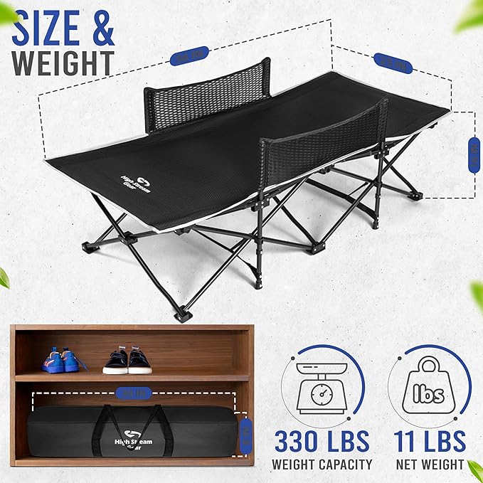 Toddler Cot Bed: Kids Travel Camping and Portable Folding Cot, Great for Outdoors and Young Guests at Home. Comfortable Sleeping Bed Easy to Store and Use (Blue)