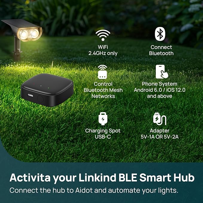 Linkind Smart Solar Lights Outdoor SL5 with Motion Sensor, APP Control Color Changing Spot Lights Outdoor, Halloween Decorations, IP65 Landscape Lighting for Yard, Garden (4 Pack with hub)