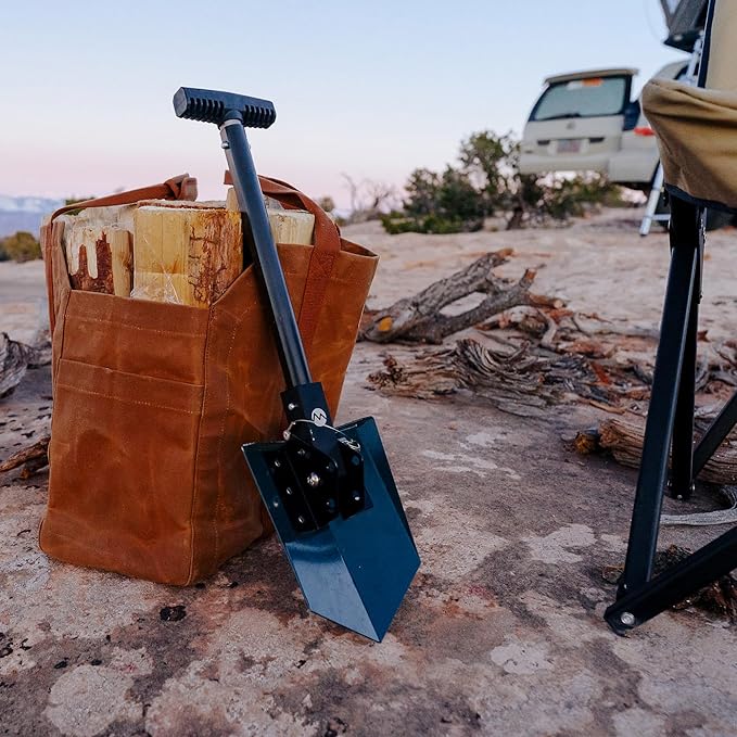 DMOS Delta Shovel - Collapsible Heavy-Duty Steel Folding Shovel for Camping, Overlanding, Survival, Military, Hunting, & Off-Road Use - Agate Grey - Compact