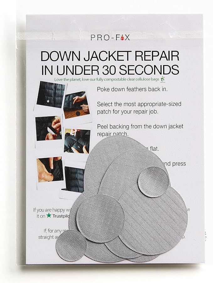 Self-Adhesive Waterproof Repair Patch Kit - 30-Second Fix for Down Jackets, Tents, Sleeping Bags, Backpacks, Outdoor and Camping Gear - Pre-Cut Nylon, Multiple Colors (Silver)