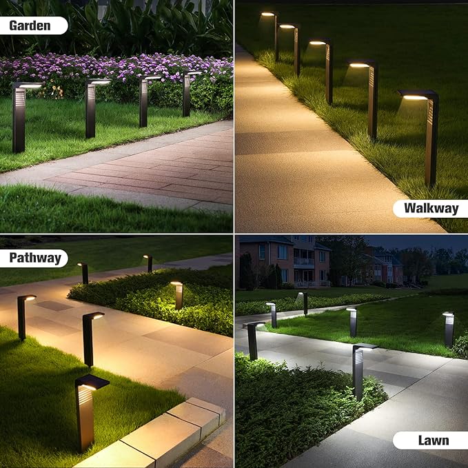 Solar Pathway Lights 2 Pack with Warm White and Cool White Mode, Modern Solar Path Lights Outdoor Waterproof, Perfect Solar Lights for Backyard, Lawn, Driveway, Walkway, Garden Decorative.