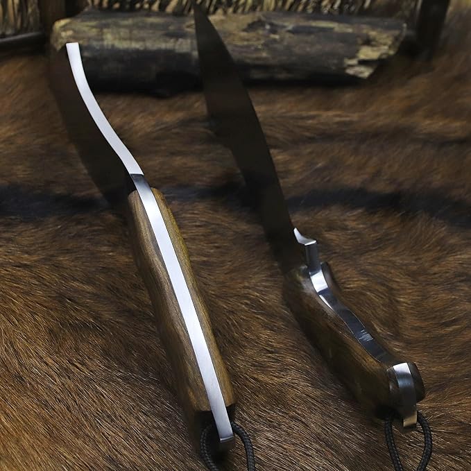 BA-KOR USA (Savior III) 8mmDC53 steel 35CM (14 ") full Tang fixed knife with leather sheath and (5.9 ") ceria ignition head, suitable for outdoor hunting, camping, clearing, adventure, fishing, EDC, BBQ (BA-K0d(8mm))