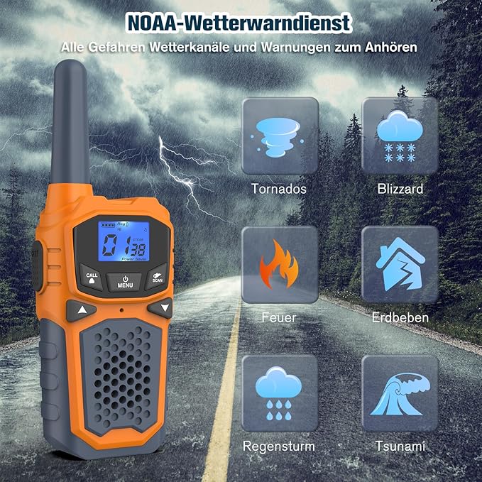 Woktok Kids Walkie Talkies, Long Range 2 Way Radio 22 Channel, Durable Toy Birthday Gifts for 6-12 Year Old Boys and Girls, Handheld Walkies Talkie for Outside Hiking Camping(No Batteries)