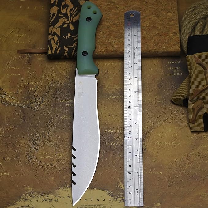 13.4-inch DC53 steel full tang hunting knife + K sheath. Suitable for camping, hiking, hunting and as daily carry equipment for handicrafts. (G10 - Minimalist Luxury Style A)