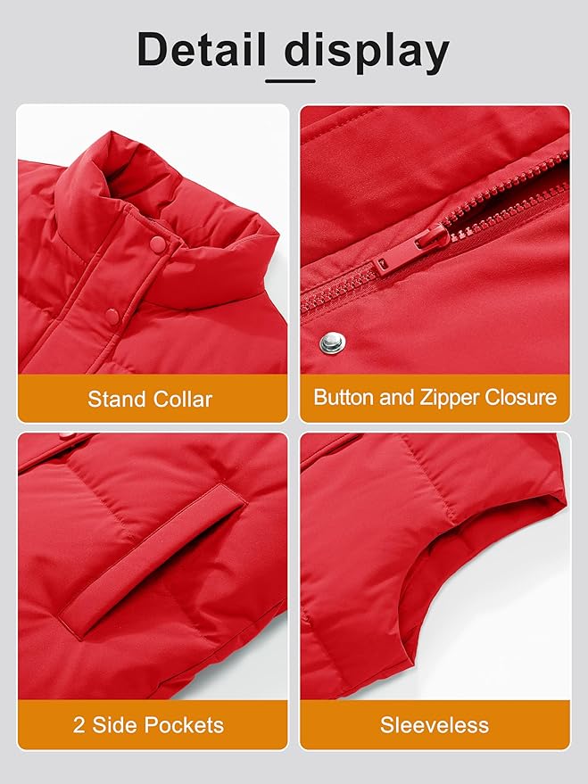 MAGCOMSEN Women's Puffer Down Vest Oversized Zip Up Outerwear Lightweight Winter Padded Gilet Jacket with Pockets