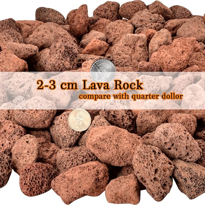 Mr. Fireglass Natural Lava Rock, 0.8"-1.2" Medium Volcanic Lava Rock for Indoor & Outdoor Fire Pits, Fireplaces, Fire Bowls & Fire Table, Decorative Garden Landscaping, Potted Plants -10 Pounds, Red