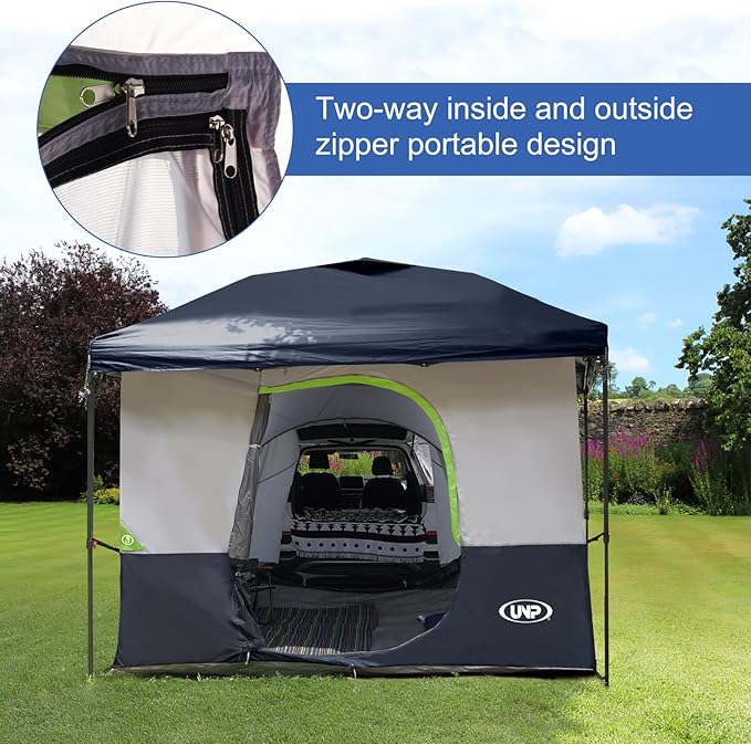 UNP Car Square Tent - Inner Tent for 10' x 10' Canopy into Camping Cube Cabin - Connect Car Tailgate Cabin Vented Roof - Dark Blue (Canopy Pole/Shelter NOT Included)