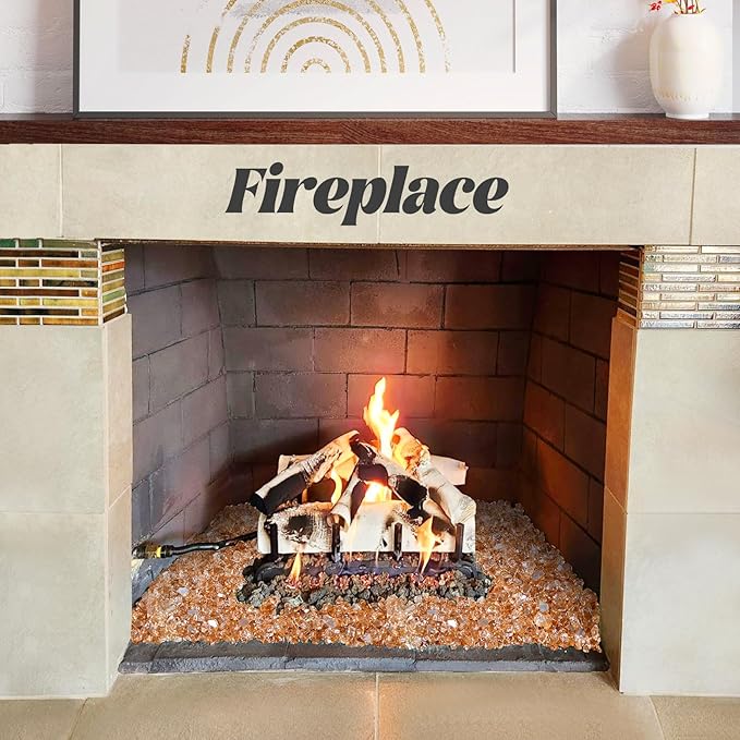 10 Pounds Fire Glass 1/4 Inch High Reflective Tempered Firepit Glass Rocks for Fireplace, Fire Pit Table, Fire Bowl and Landscaping (Champagne)