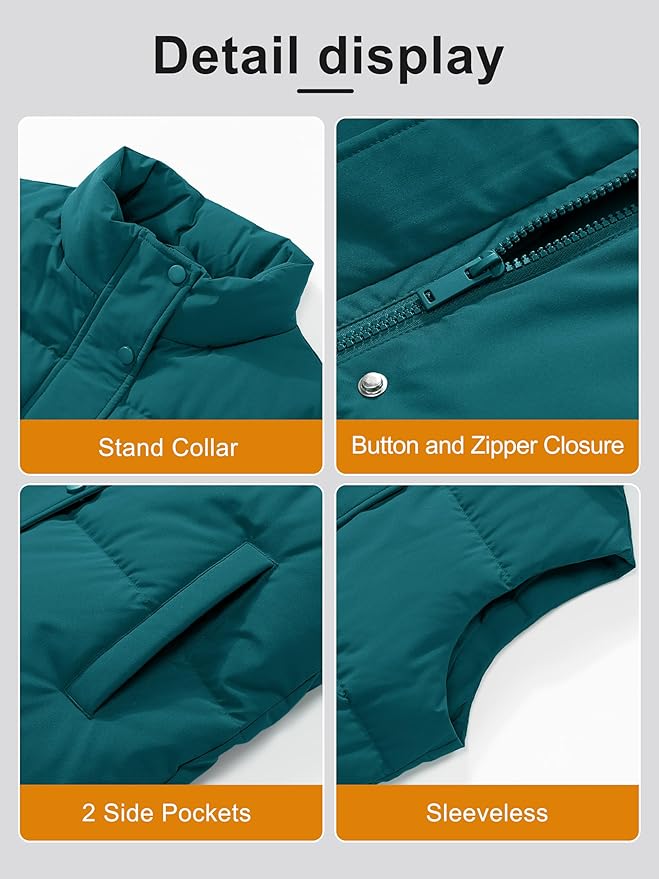 MAGCOMSEN Women's Puffer Down Vest Oversized Zip Up Outerwear Lightweight Winter Padded Gilet Jacket with Pockets