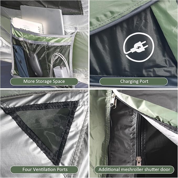 Pop Up Tents for Camping, 2/3/4 Person Camping Tent with Extra Storage, UV Protection Waterproof Tent Fully Taped Seams, 2 Doors Easy Pop Up Tent for Camping, Hiking and Traveling