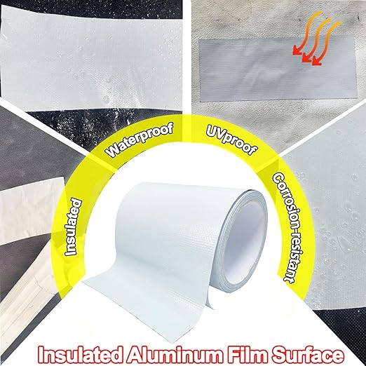 Waterproof Repair Tape for Awning, 5IN x 20FT Outdoor Canvas Tarp Repair Tape, Tent, Boat Covers, Canopy, Sail Tape, Tear Repair Patch Kit, Heavy Duty UVproof, White