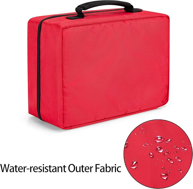Trunab Portable First Aid Bag Empty, Medical Supplies Bag with 2 Inner Flap, Emergency Trauma Bag for Accessories, Red