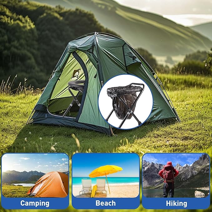 Upgraded Portable Toilet, Height Adjustable Camping Toilet Portable Potty for Camping, Hiking, Road Trip, Car, RV, Tent, Beach, Truck Drivers