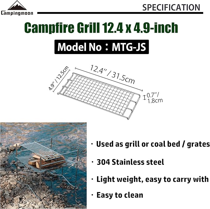 CAMPINGMOON 304 Stainless Steel Cooking Grates for Camping Stove Grill Campfire Open Fire MTG-G,MTG-2G,MTG-JS,MTG-JL