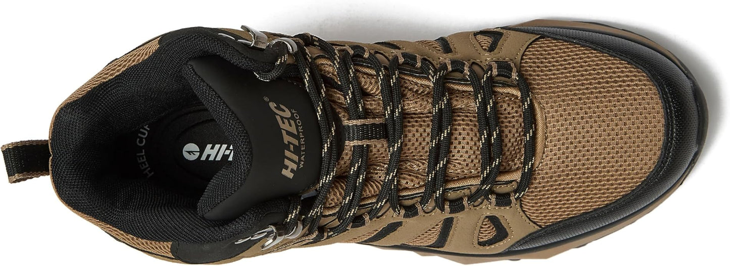 HI-TEC Valley Geo Mid Waterproof Hiking Boots for Men, Lightweight Breathable Outdoor Trekking and Trail Sneakers, Sizes 7 to 15