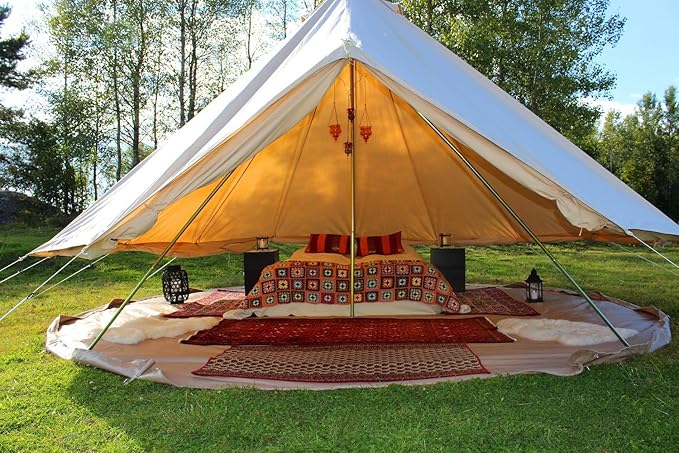 Outdoor Luxury Glamping Bell Tents for Boutique Camping and Occasional Family Camping Trips and Festivals and Human shelter for inhabiting or Leisure