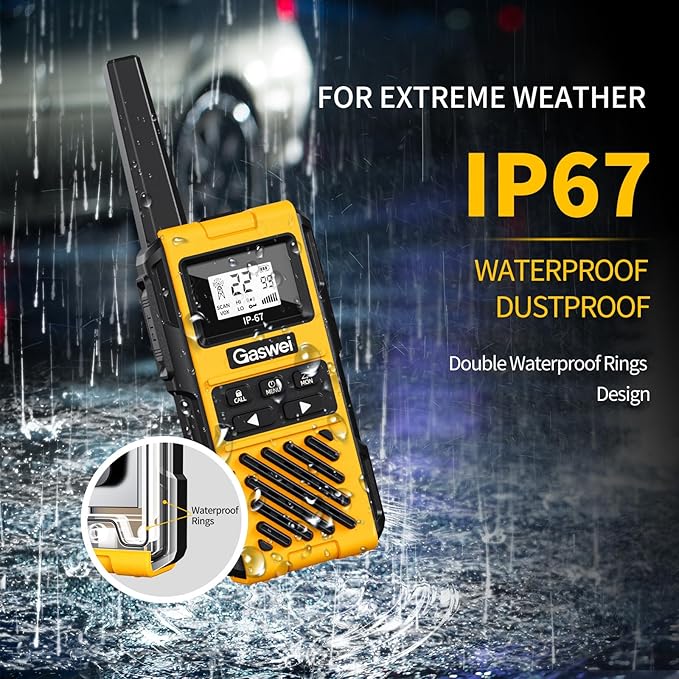 G1pro IP67 Waterproof Floating Walkie Talkies Long Range for Adults,Heavy Duty Two Way Radio,VOX,USB-C,Rechargeable Lithium Battery(4 Pack)