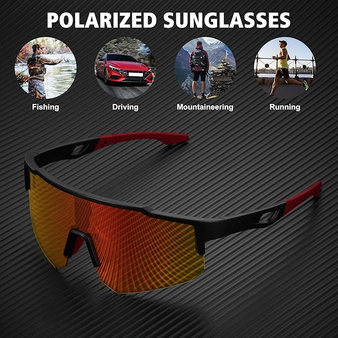 STORYCOAST Polarized Sports Sunglasses for Men Women,Driving Fishing Cycling Mountain Bike Sunglasses UV400 Protection