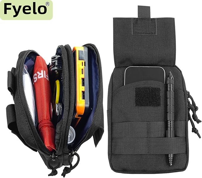 Tactical Belt Pouch Molle Phone Slim Utility Waist Bag EDC Organizer with Cellphone Holster 3 Colors (Black,Brown,Green)