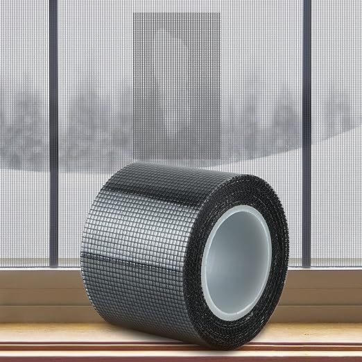 Screen Repair Tape, Extra Wide 16FT, Black, Adhesive & Waterproof, Fiberglass, fix for Screen Door and Window Screen, (4 INCH X 16.5 FT)
