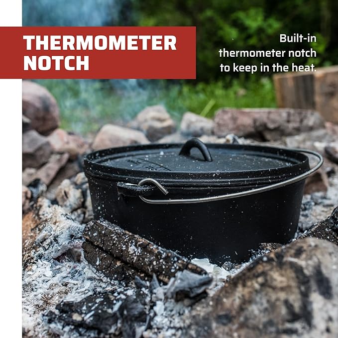 Camp Chef SDO10 10" Double Black Seasoned Cast Iron Dutch Oven with Lid