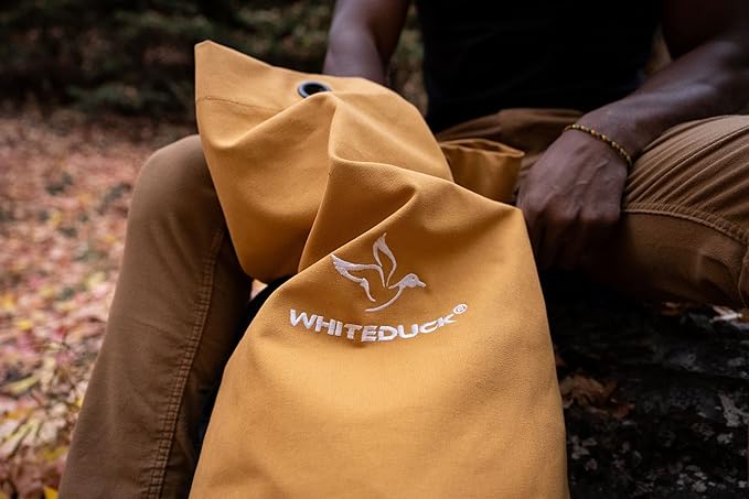 WHITEDUCK Top Load Canvas Folding Duffel Bag, Water Resistant Army Style Shoulder Bag for Men and Women- Gym, Sports, Travel, Hiking, Camping, Backpacking (Small 21" x 36",Tan)