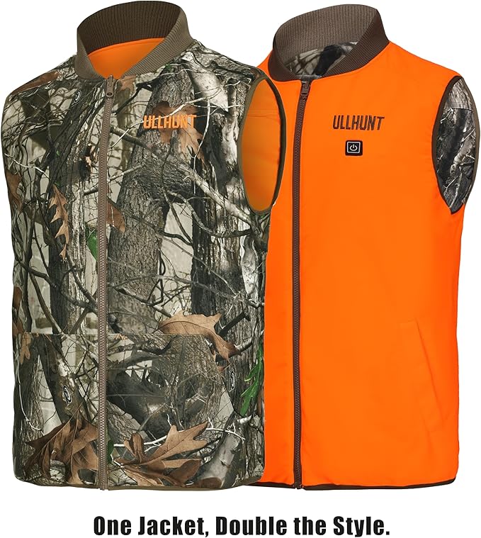 UIIHUNT Heated Hunting Vest for Men with 10000mAh Battery Pack, Lightweight Camo Heated Vest with 3 Heat Settings