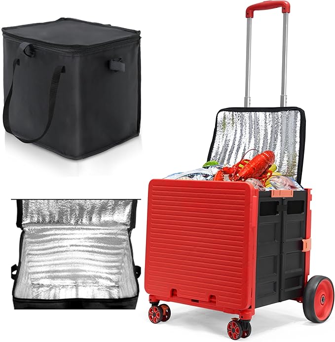 Cooler Bag Wheeled,Large Insulated Rolling Cooler Collapsible Leakproof Portable Hard Framed Ice Packs for Camping Picnic Beach Travel