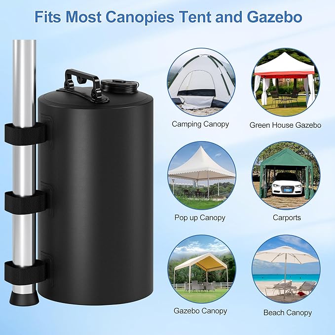 Canopy Water Weights Bag, 88 lb Tent 4 Leg Weights Bag, Portable 10L Water Bag Windproof Fixed Canopy Weights Bag, for Outdoor Pop Up Tent, Canopies, Gazebo, Shelter, 4 Pack (10L Black)