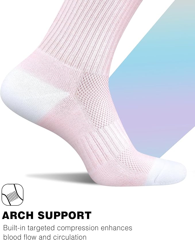 Crew Socks for Women,Athletic Hiking Running Compression Socks with Cushioned Support 3-6 Pairs